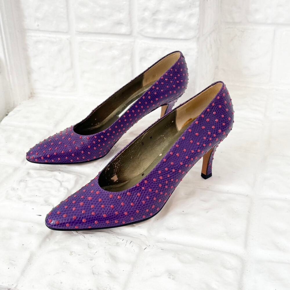 ✧ neon polka dot kitten heels ⋆ vintage evan picone ✧  ⋆